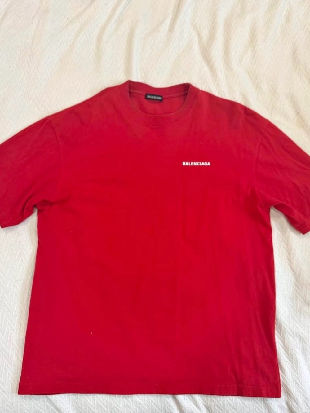 Balenciaga Red Short Sleeve Logo Tee